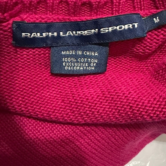 Ralph Lauren Sport Blue Label Cable Knit fucia Pullover Y2K Academia sweater - Picture 3 of 5